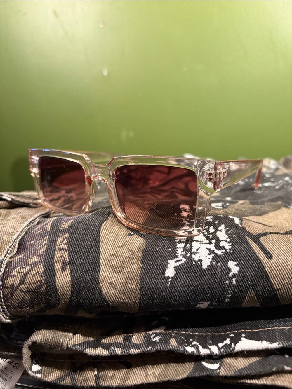 Clear Brown Frame Sunglasses with Pinkish-Brown Lenses - Men Accessories